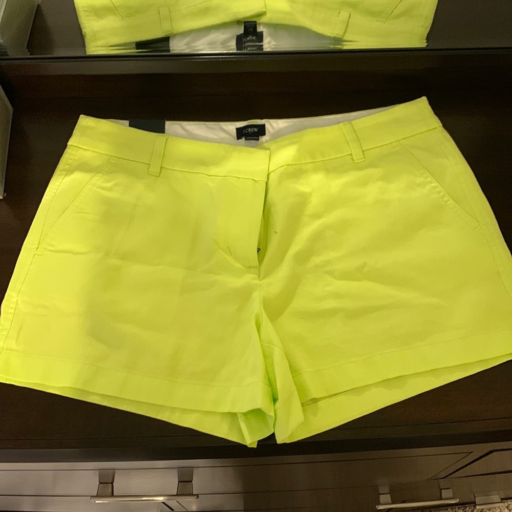 NWT J Crew Factory Bright Yellow Green Short 3.5 inch size 12